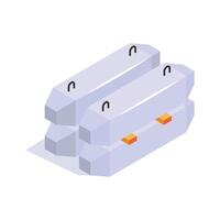 Isometric icon of concrete blocks, used in construction for walls and foundations vector