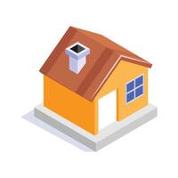 An isometric house model representing residential construction projects vector