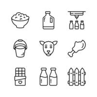 dairy farming icons in modern and unique style vector