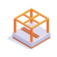 Roof structure, building framework isometric icon in trendy design style vector