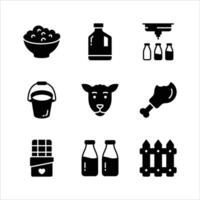 dairy farming icons in modern and unique style vector