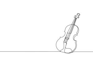 Simple hand-drawn violin single line drawing isolated on white background. vector