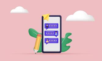 3d people characters giving feedback customer new idea concept design vector