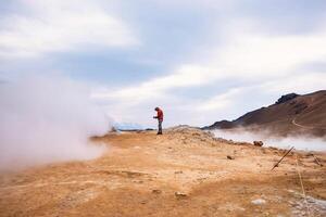 Hverir geothermal area in the north of Iceland near Lake Myvatn photo