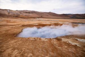 Hverir geothermal area in the north of Iceland near Lake Myvatn photo