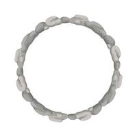 Round Stone Frame, Circle Rocks Border. Empty Cartoon Frame Made Of Small Stones. vector