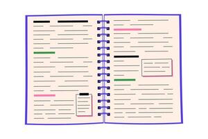 illustration of lecture notes with text highlighting. Perfect for educational materials, academic presentations, and study aids vector