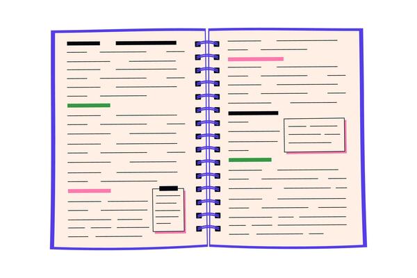illustration of lecture notes with text highlighting. Perfect for educational materials, academic presentations, and study aids