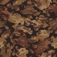 Seamless brown camouflage pattern with abstract shapes, stains, spots. PIXEL effect with circles. Spotty background for apparel, fabric, textile, sport goods. vector