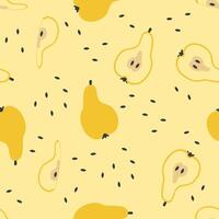 Modern art minimalist style seamless pattern with pear slices. Perfect for banner, textile, fabric, paper, label, sale. Hand drawn illustration. vector