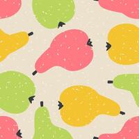 Seamless seamless pattern with retro style textured pears. Perfect print for card, label, textile, fabric, paper. Hand drawn illustration. vector
