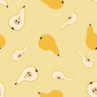 Minimalist style textured seamless pattern with pear slices. Perfect template for banner, cover, background, card, sale. Hand drawn illustration. vector