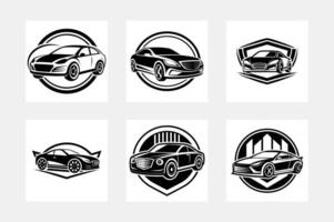 Artistic minimal car silhouette on white background artwork set for automotive themed rooms vector