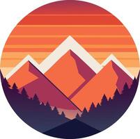 sunset in the mountains Minimal sunset design on white background for t-shirt artwork vector
