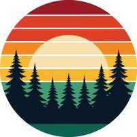 Forest Minimal sunset design on white background for t-shirt artwork vector
