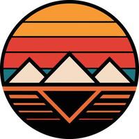sunset behind mountain Minimal sunset design on white background for t-shirt artwork vector