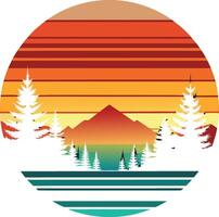 Forest Minimal sunset design on white background for t-shirt artwork vector