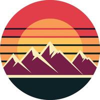 sunset in the mountain Minimal sunset design on white background for t-shirt artwork vector