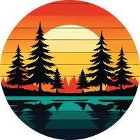 Sunrise Minimal sunset design on white background for t-shirt artwork vector