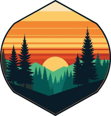 Minimal sunset design on white background for t-shirt artwork