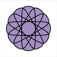 A round purple sign with a dark outline in the style of brutalism vector