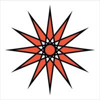 The sign in the form of a red star with a dark outline in the style of brutalism vector