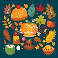 Creative Happy thanksgiving day white background with lettering and illustrations Design vector