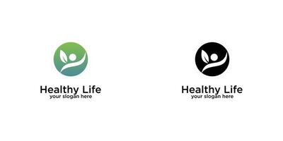 Creative healthy life people logo design with unique concept , premium vector