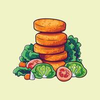 veggie nuggets clip art illustration for menu, poster, web vector