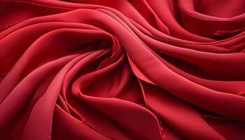 A red fabric with a spiral pattern. The fabric is red and has a shiny texture photo