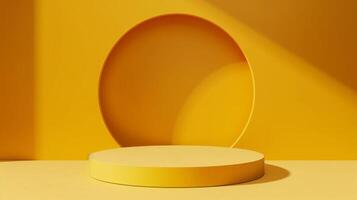 Yellow Podium, Minimal Abstract Background, Modern Web Award Stage, AI Created photo