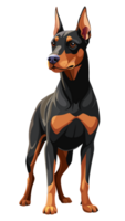 Doberman Dog in Nature Artwork Painting png