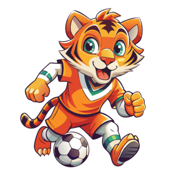 konzentriert Tiger spielen Fußball Karikatur Clip png