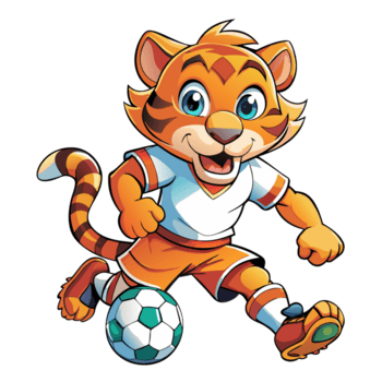 wettbewerbsfähig Tiger spielen Fußball Karikatur Stil png