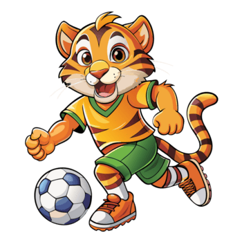 Tiger Fußball Spiel Karikatur Bild png