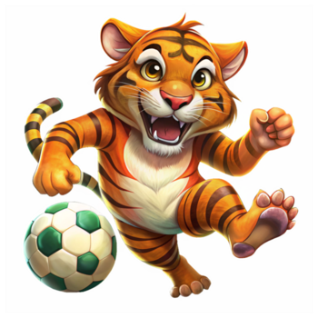 Tiger treten Fußball Ball Illustration png