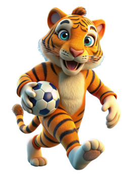 Tiger auf das Fußball Feld 3d Charakter png