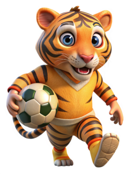 energisch Urwald Fußball Tiger 3d Illustration png