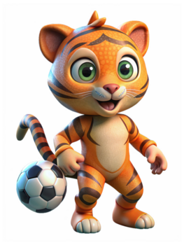 Fußball Abenteuer mit Tiger 3d Bild png