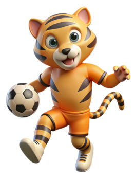 erfahren Tiger spielen Fußball 3d Stil png