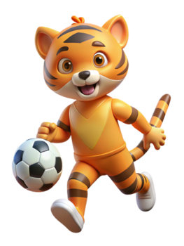 Tiger üben Fußball 3d machen png