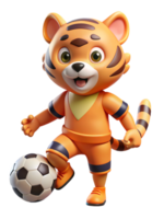 Tiger Taking a Shot at Soccer 3d Graphic png