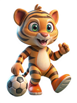 Tigers Liebe zum Fußball 3d Grafik png