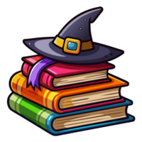 Bound by Magic Stack of Witch Books And Witch Hat Cartoon Drawing png