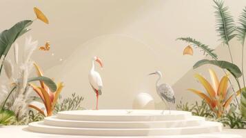 Wildlife Motifs Podium, Modern Web Award Stage, Minimal Abstract, AI Created photo
