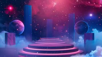 Space Motifs Podium, Minimal Abstract Background, Modern Web Stage, AI Created photo