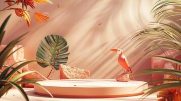 Wildlife Motifs Podium, Modern Web Award Stage, Minimal Abstract, AI Created photo