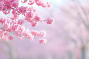 Beautiful Blossom of Pink Cherry Blossoms in Full Bloom on Tree Branches During Springtime, Soft Focus Background, Perfect for Nature and Seasonal Photography, Symbolizing Renewal and Freshness photo