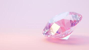 Vibrant Pink Diamond With Prism Effect on Soft Pastel Background Perfect for Luxury Jewelry and Design Concepts photo