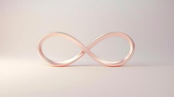 Elegant Rose Gold 3D Infinity Symbol on Pastel Background - Modern Minimalist Design for Timeless Concepts and Eternal Love Themes photo
